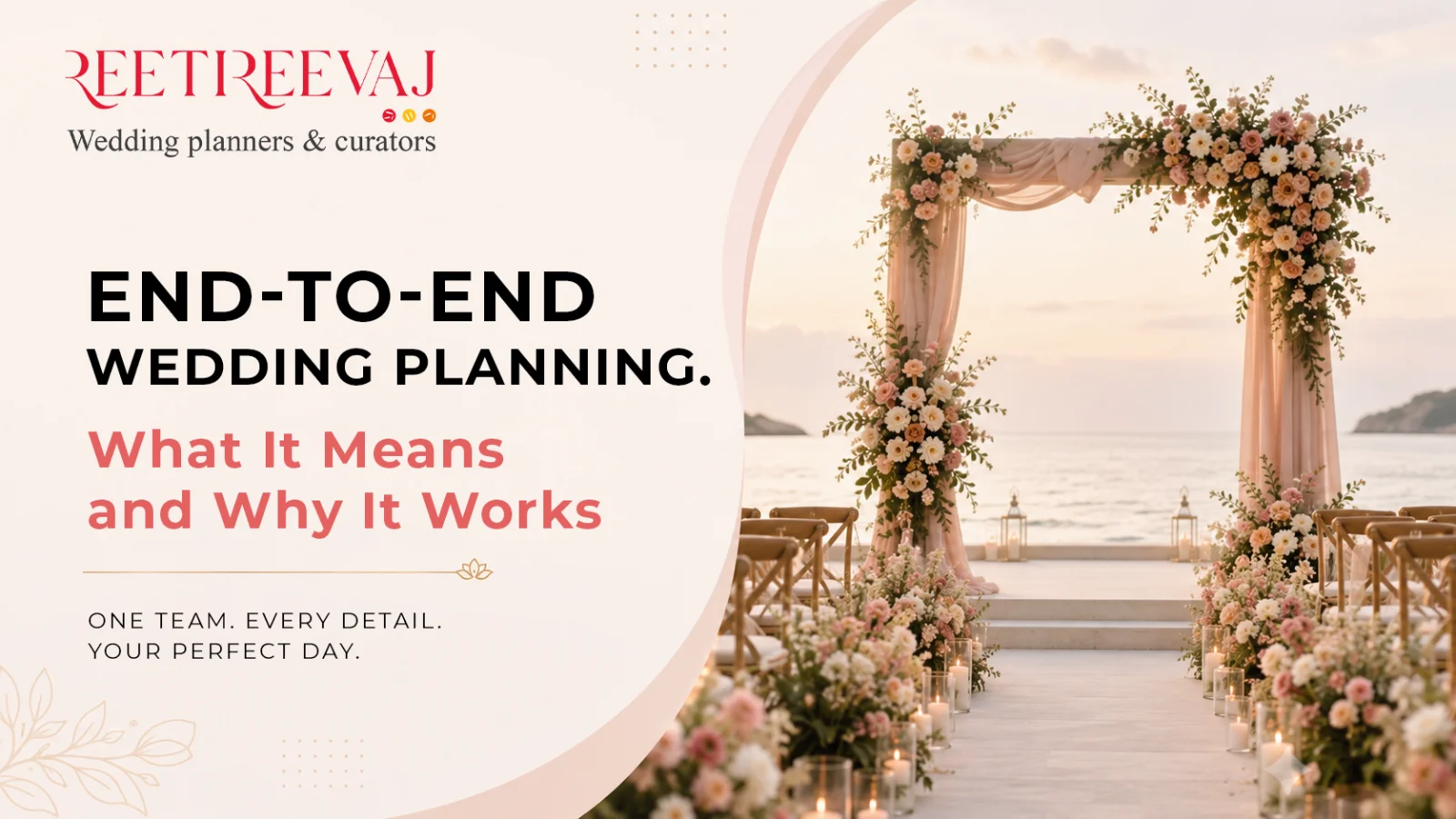 End-to-end wedding planning team coordinating decor, catering and logistics at a luxury Indian wedding