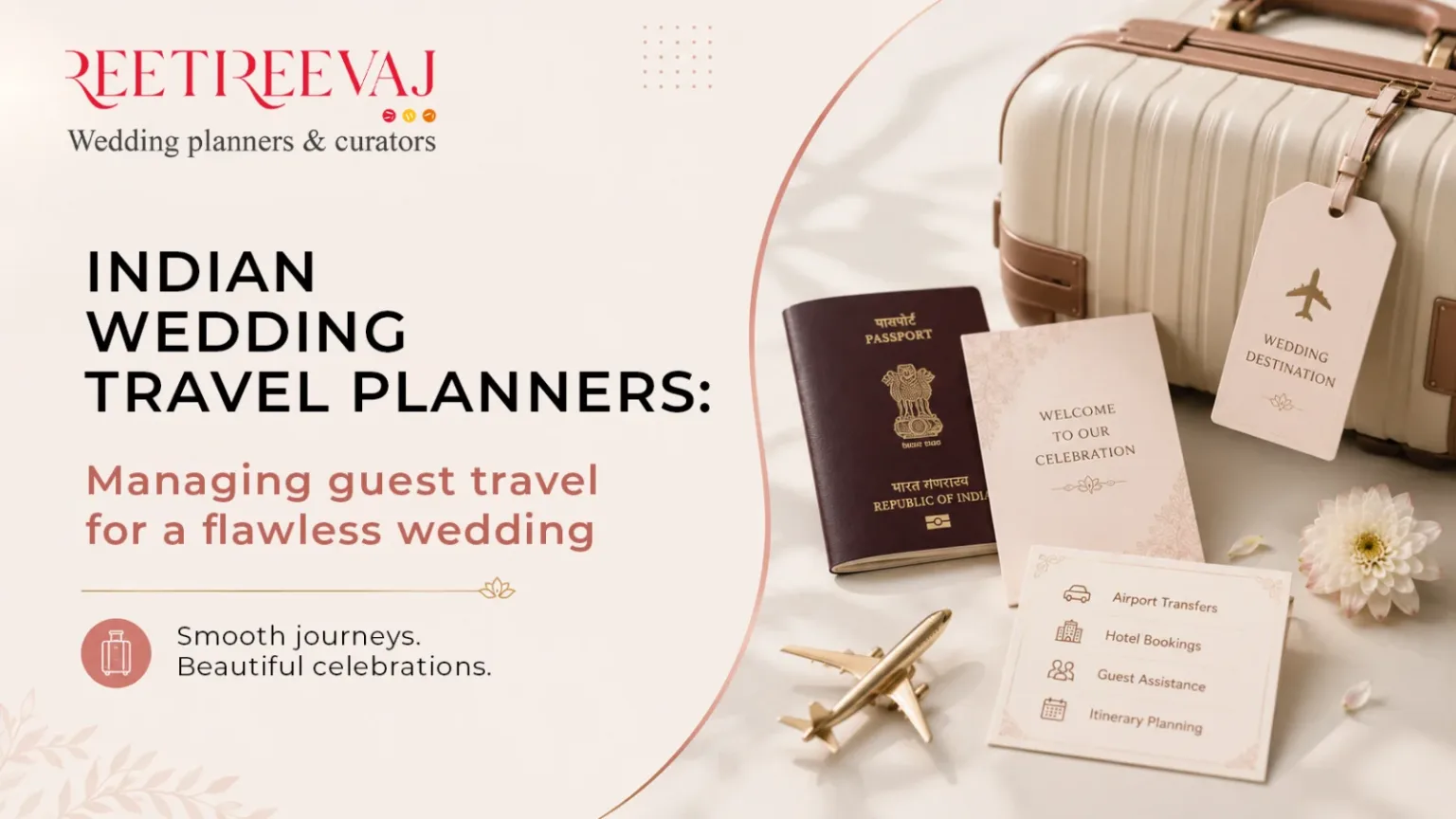 Indian wedding travel planner coordinating guest airport transfers for a destination wedding