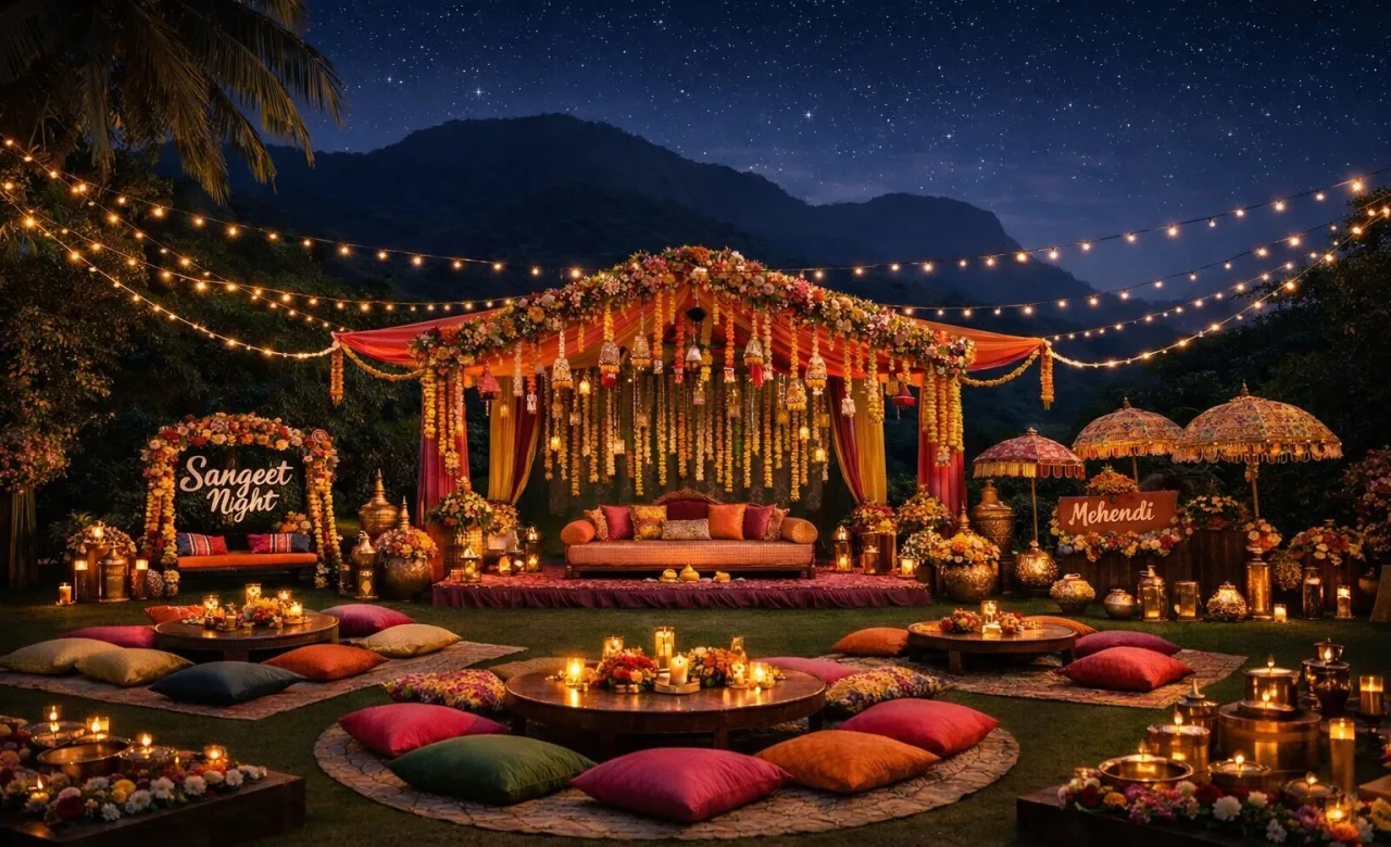 sangeet ceremony decoration setup lonavala destination wedding planner